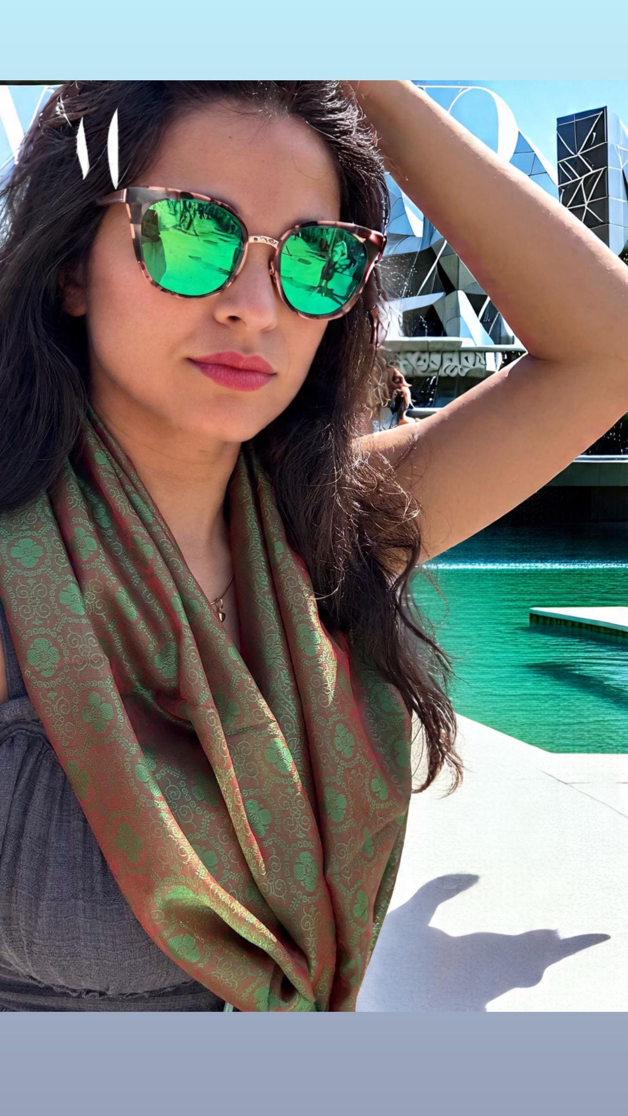 Silk Scarf Shawl, Benarasi Handwoven Lightweight Dual-Colored Wrap for Women, Gift