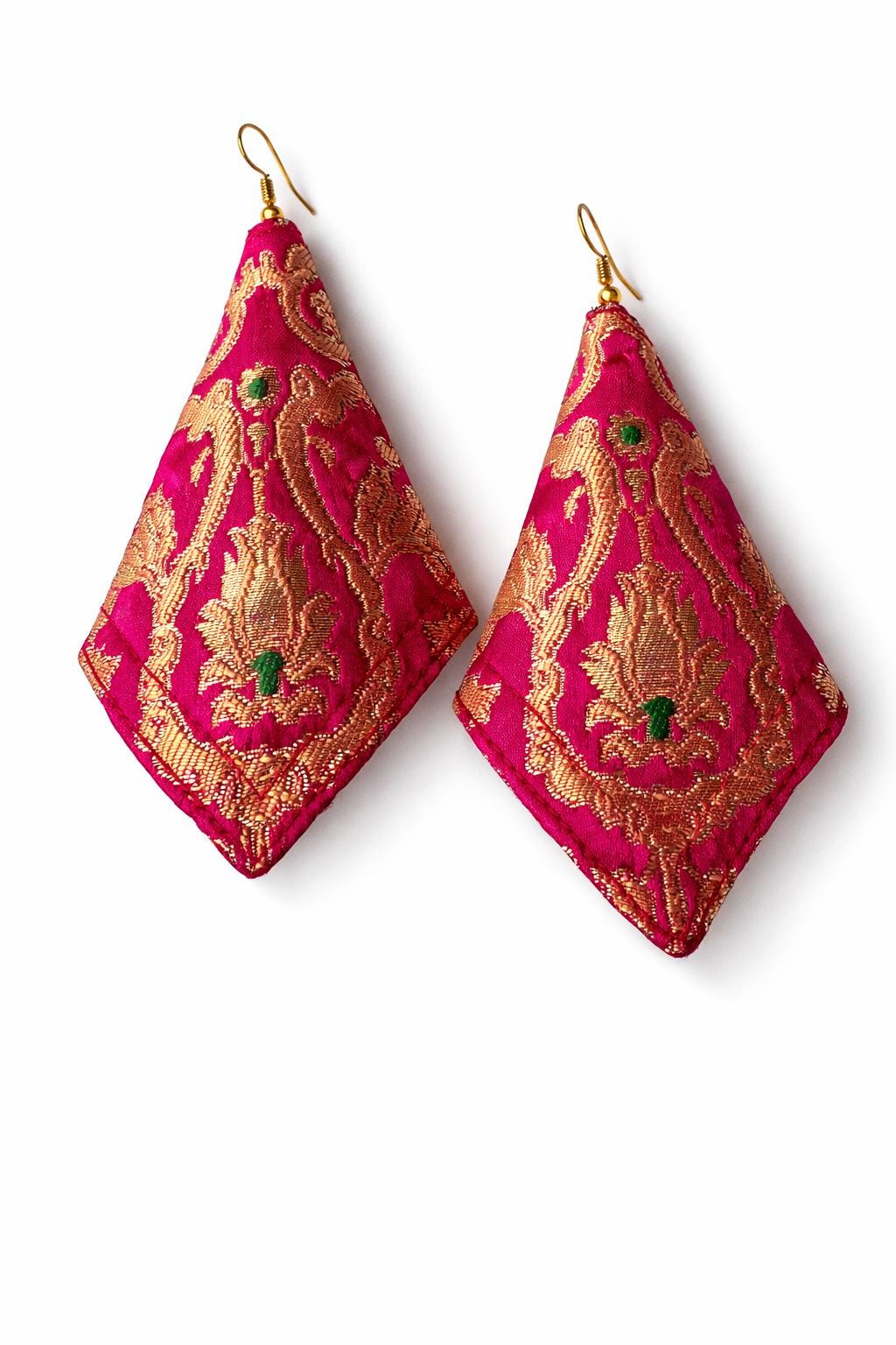 Brocade Earrings Statement, Handmade Lightweight Fabric Boho Jewelry for Women, Gift