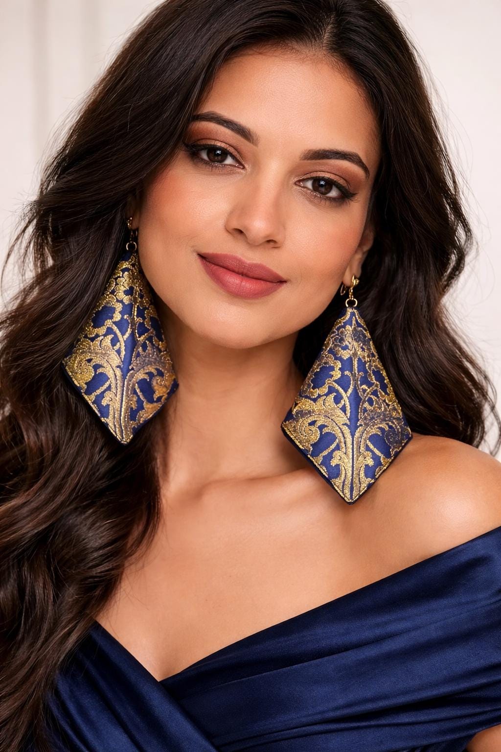 Brocade Earrings Statement, Handmade Lightweight Fabric Boho Jewelry for Women, Gift