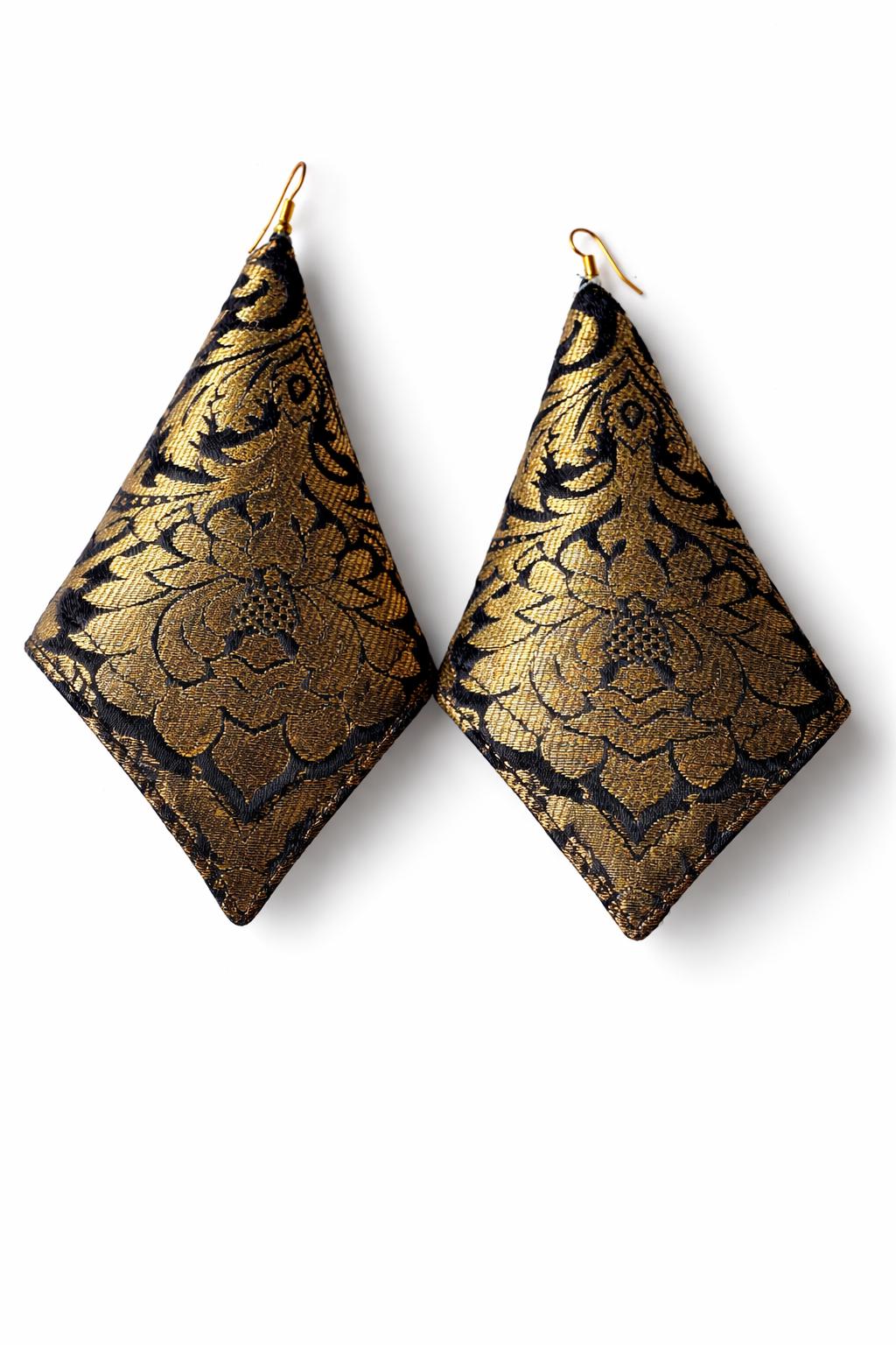 Brocade Earrings Statement, Handmade Lightweight Fabric Boho Jewelry for Women, Gift