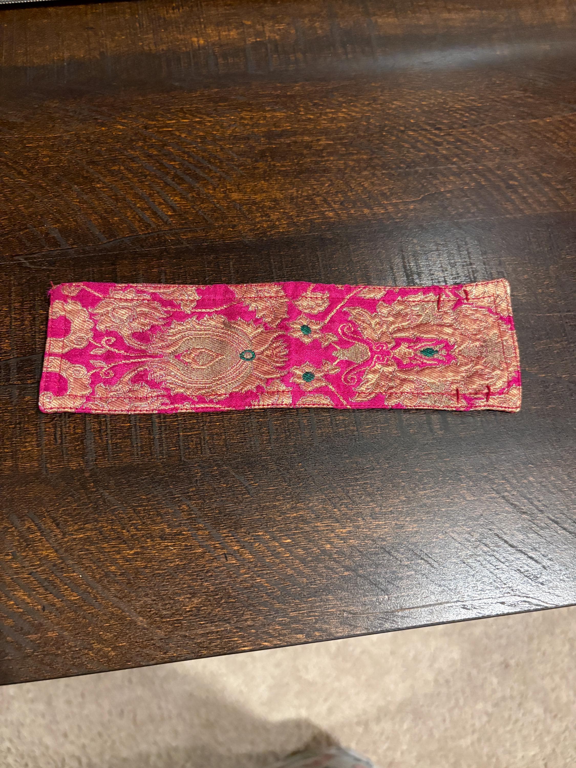 Handmade Banarasi Silk Cuff Bracelet – Magenta Gold Statement Wrap Accessory